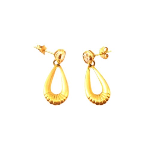 ORECCHINI PENDENTI IN ORO GIALLO 18 KT CON ZIRCONI BIANCHI TAGLIO BRILLANTE