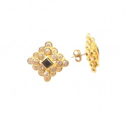 ORECCHINI IN ORO GIALLO 18 KT CON ZIRCONI E ONICE