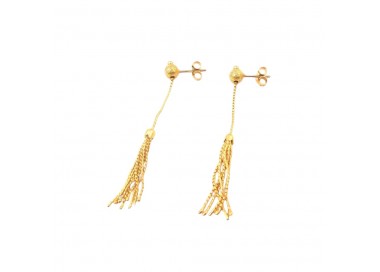 ORECCHINI PENDENTI FRANGE IN ORO GIALLO 18 KT FANTASIA SFERE
