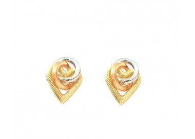 ORECCHINI IN ORO GIALLO BIANCO E ROSA 18 KT