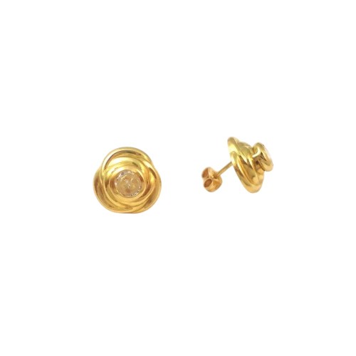 ORECCHINI SOLITARIO IN ORO GIALLO 18 KT CON ZIRCONI BIANCHI