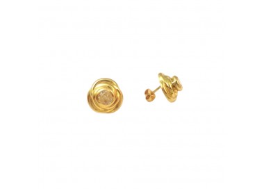 ORECCHINI SOLITARIO IN ORO GIALLO 18 KT CON ZIRCONI BIANCHI