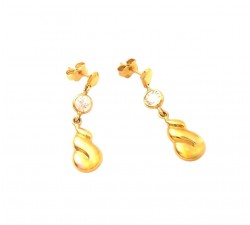 ORECCHINI PENDENTI IN ORO GIALLO 18 KT CON ZIRCONI BIANCHI