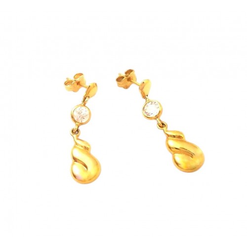 ORECCHINI PENDENTI IN ORO GIALLO 18 KT CON ZIRCONI BIANCHI