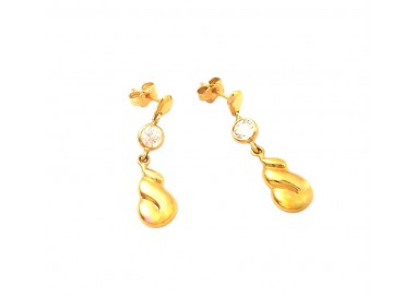 ORECCHINI PENDENTI IN ORO GIALLO 18 KT CON ZIRCONI BIANCHI