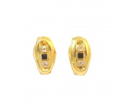 ORECCHINI IN ORO GIALLO 18 KT CON ONICE E ZIRCONI BIANCHI