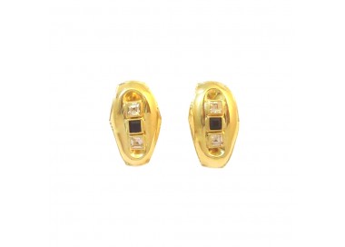ORECCHINI IN ORO GIALLO 18 KT CON ONICE E ZIRCONI BIANCHI
