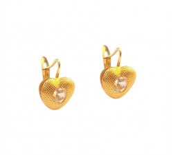 ORECCHINI CUORE IN ORO GIALLO 18 KT CON ZIRCONI BIANCHI
