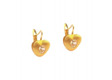 ORECCHINI CUORE IN ORO GIALLO 18 KT CON ZIRCONI BIANCHI