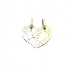 CIONDOLO CUORE DIVISIBILE LUI E LEI IN ORO BIANCO 18 KT + COLLANA LACCIO IN OMAGGIO