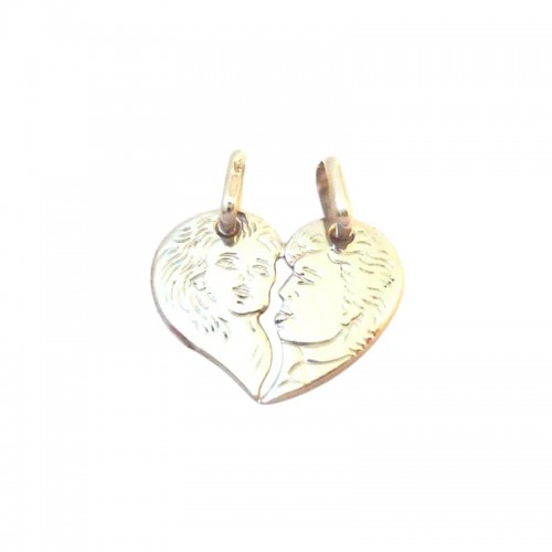 CIONDOLO CUORE DIVISIBILE LUI E LEI IN ORO BIANCO 18 KT + COLLANA LACCIO IN OMAGGIO