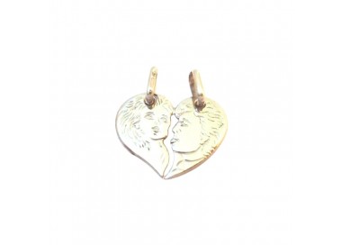 CIONDOLO CUORE DIVISIBILE LUI E LEI IN ORO BIANCO 18 KT + COLLANA LACCIO IN OMAGGIO