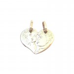 CIONDOLO CUORE DIVISIBILE LUI E LEI IN ORO BIANCO 18 KT + COLLANA LACCIO IN OMAGGIO