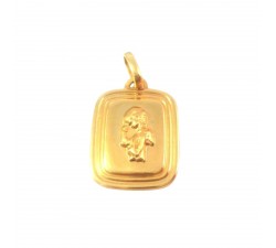 CIONDOLO MEDAGLIETTA ANGELO IN ORO GIALLO 18 KT + COLLANA LACCIO IN OMAGGIO