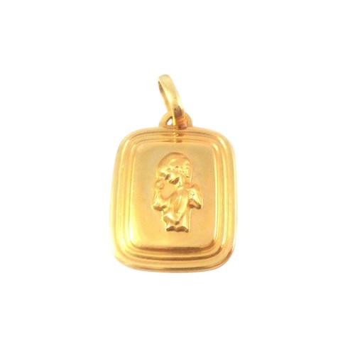 CIONDOLO MEDAGLIETTA ANGELO IN ORO GIALLO 18 KT + COLLANA LACCIO IN OMAGGIO