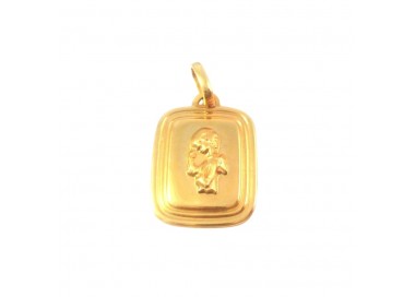 CIONDOLO MEDAGLIETTA ANGELO IN ORO GIALLO 18 KT + COLLANA LACCIO IN OMAGGIO
