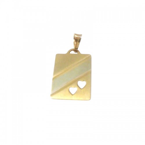 CIONDOLO PENDENTE IN ORO GIALLO 18 KT CON CUORI