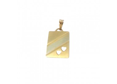 CIONDOLO PENDENTE IN ORO GIALLO 18 KT CON CUORI+ COLLANA LACCIO IN OMAGGIO