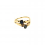 ANELLO DA DONNA CON ZAFFIRO E ZIRCONI IN ORO GIALLO 18 KT