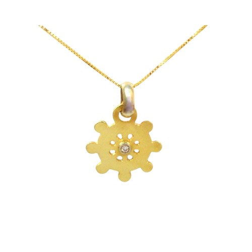 COLLANA CON CIONDOLO TIMONE IN ORO GIALLO 18 KT