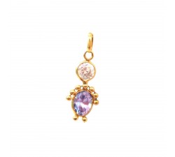 CIONDOLO BEBE FEMMINUCCIA IN ORO GIALLO 18 KT E ZIRCONI + COLLANA IN OMAGGIO