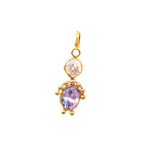 CIONDOLO BAMBOLINA IN ORO GIALLO 18 KT E ZIRCONI + COLLANA LACCIO IN OMAGGIO