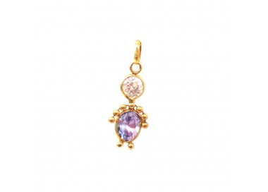 CIONDOLO BEBE FEMMINUCCIA IN ORO GIALLO 18 KT E ZIRCONI + COLLANA IN OMAGGIO