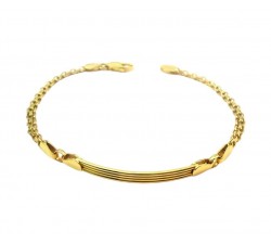 BRACCIALE CATENA UOMO A PIASTRA CENTRALE IN ORO GIALLO 18 KT