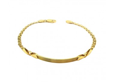 BRACCIALE CATENA UOMO A PIASTRA CENTRALE IN ORO GIALLO 18 KT