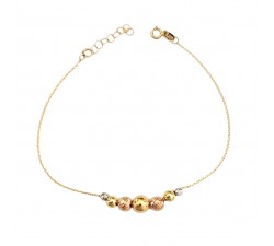 BRACCIALE DONNA CON SFERE A SCALARE IN ORO GIALLO BIANCO E ROSA 18 KT