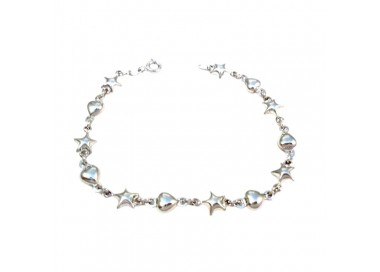 BRACCIALE IN ORO BIANCO 18 KT CON STELLE E CUORI
