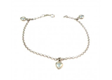 BRACCIALE DA DONNA IN ORO BIANCO 18 KT CON CHARM CUORI