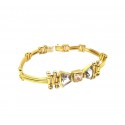 BRACCIALE DA DONNA ORO GIALLO 18 KT CON ZIRCONE BIANCO E ACQUAMARINA