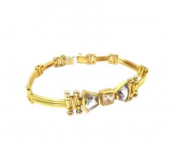 BRACCIALE DA DONNA ORO GIALLO 18 KT CON ZIRCONE E ACQUAMARINA