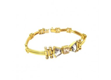 BRACCIALE DA DONNA ORO GIALLO 18 KT CON ZIRCONE E ACQUAMARINA