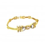 BRACCIALE DA DONNA ORO GIALLO 18 KT CON ZIRCONE E ACQUAMARINA