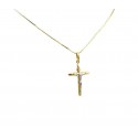 COLLANA CROCIFISSO IN ORO GIALLO E BIANCO 18 KT 