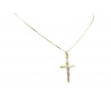 COLLANA CROCIFISSO IN ORO GIALLO E BIANCO 18 KT 