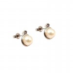 ORECCHINI IN ORO BIANCO 18 KT CON PERLE E ZIRCONI BIANCHI TAGLIO BRILLANTE