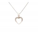 COLLANA CON CIONDOLO CUORE IN ORO BIANCO 18 KT E ZIRCONI TAGLIO BRILLANTE