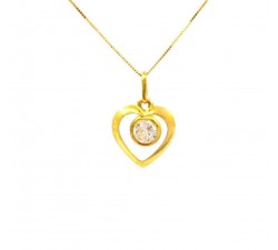 COLLANA DA DONNA CON CUORE IN ORO GIALLO 18 KT E ZIRCONE TAGLIO BRILLANTE