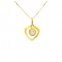 COLLANA DA DONNA CON CUORE IN ORO GIALLO 18 KT E ZIRCONE TAGLIO BRILLANTE