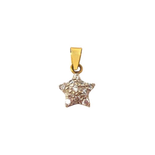 CIONDOLO UNISEX STELLA IN ORO BIANCO E GIALLO 18 KT + COLLANA LACCIO IN OMAGGIO