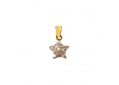 CIONDOLO UNISEX STELLA IN ORO BIANCO E GIALLO 18 KT + COLLANA LACCIO IN OMAGGIO