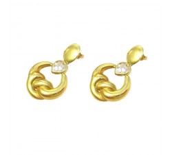 ORECCHINI PENDENTI IN ORO GIALLO 18 KT CON ZIRCONI BIANCHI