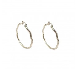ORECCHINI CERCHI ONDULATI IN ORO BIANCO 18 KT