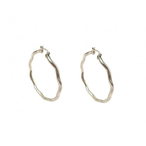 ORECCHINI CERCHI ONDULATI IN ORO BIANCO 18 KT