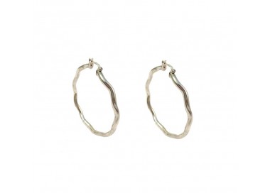 ORECCHINI CERCHI ONDULATI IN ORO BIANCO 18 KT