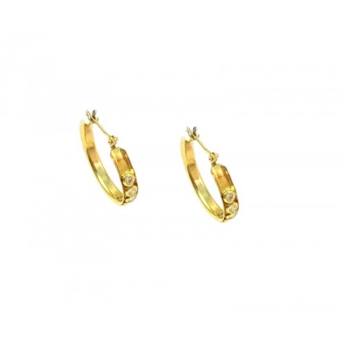 ORECCHINI CERCHI IN ORO GIALLO 18 KT CON ZIRCONI TAGLIO BRILLANTE