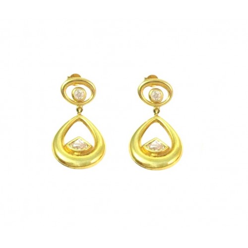ORECCHINI PENDENTI IN ORO GIALLO 18 KT CON ZIRCONI